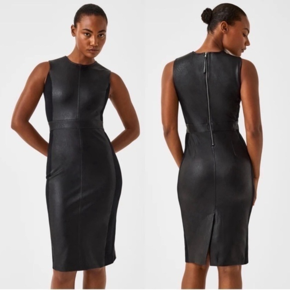 NEW Spanx Faux Leather Like Sheath Dress M
